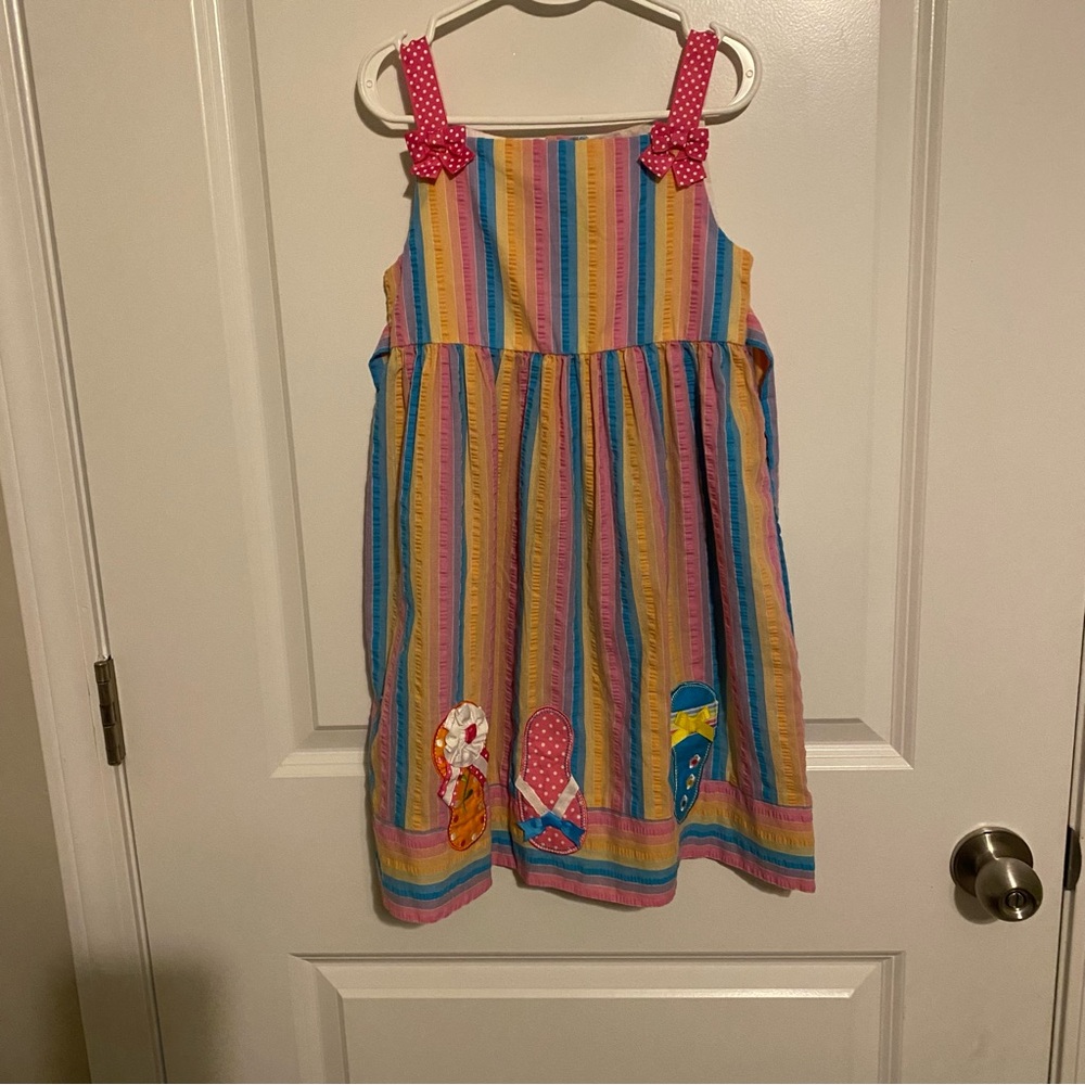 Emily Rose Multicolor Striped Dress with Pink Straps